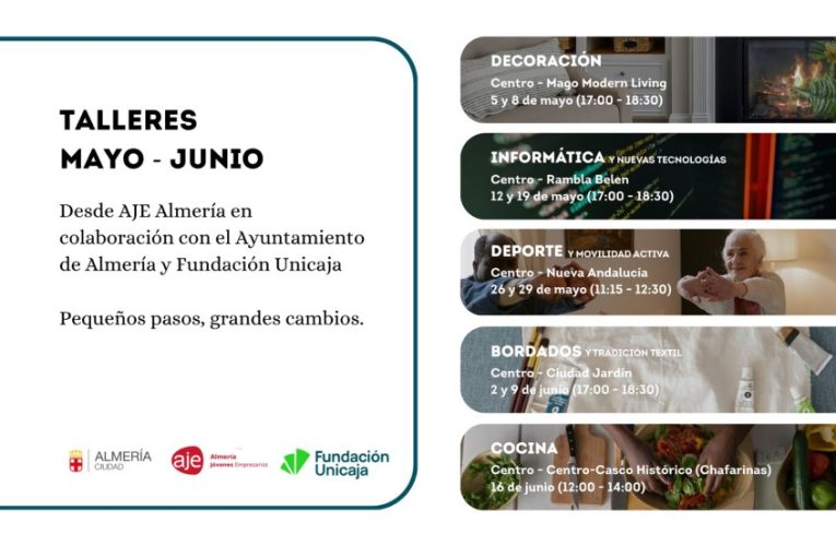 Ayuntamiento, AJE y Fundación Unicaja inician cinco talleres intergeneracionales “para tender puentes entre jóvenes y mayores”