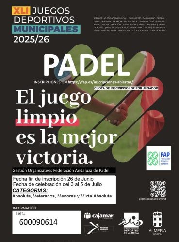 El pádel, protagonista en la XLI edición de los Juegos Deportivos Municipales de Almería